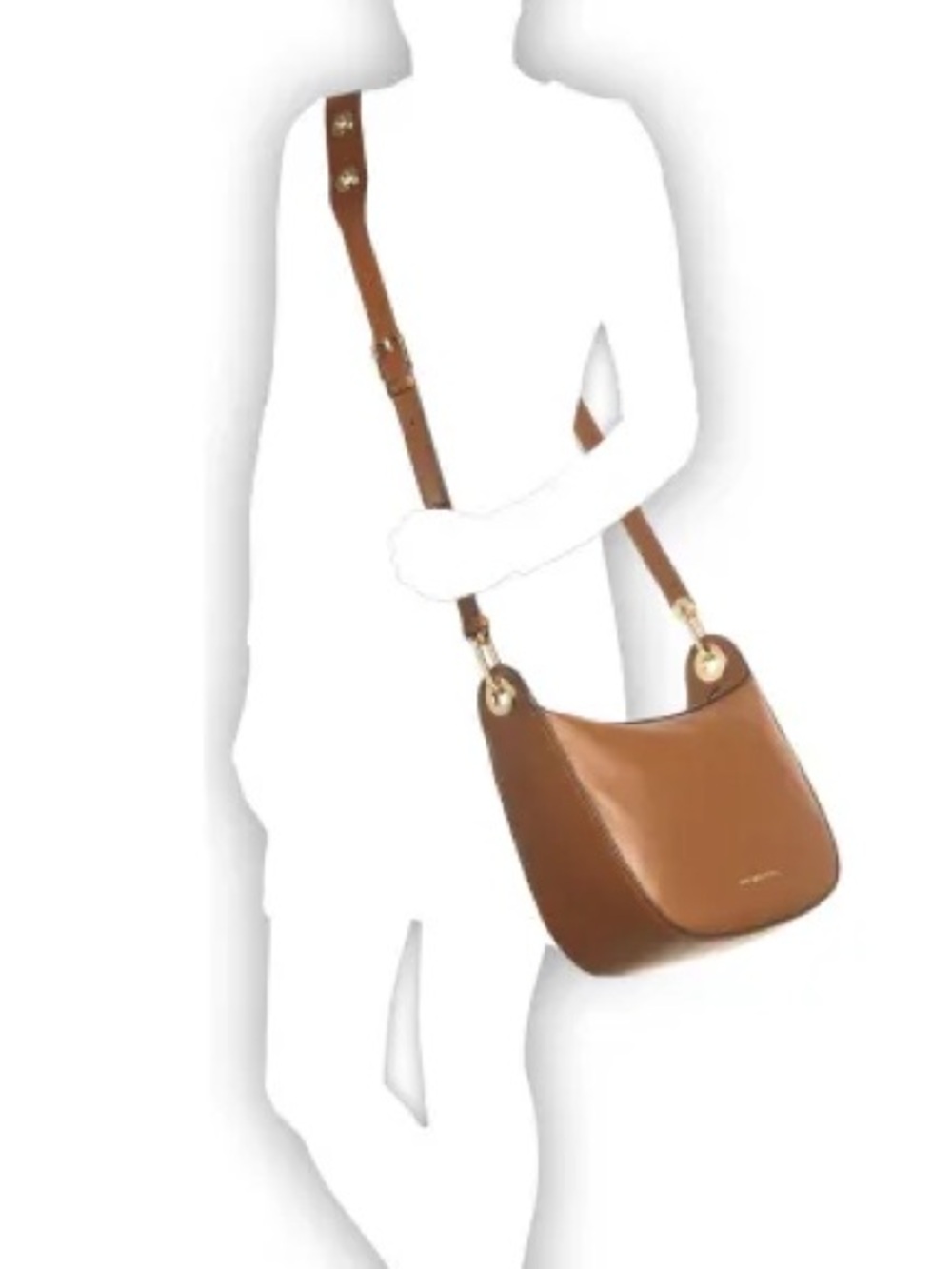 MICHAEL KORS RAVEN MESSENGER CROSSBODY BAG LEATHER GOLD HARDWARE CAMEL BROWN - Picture 3 of 15